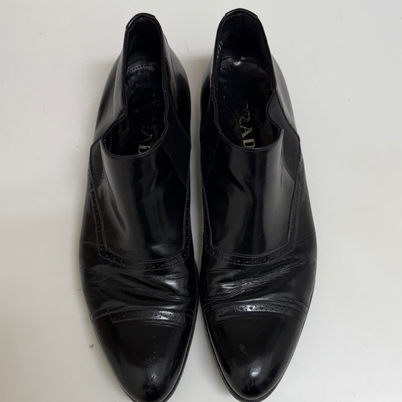Prada Men's Glossy Black Oxfords - Picture 1 of 16